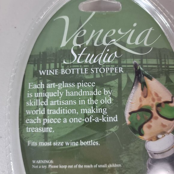 NEW LS Arts Venezia Studio Wine Bottle Stopper Brown 5" Twisted Diamond Square - Picture 5 of 6